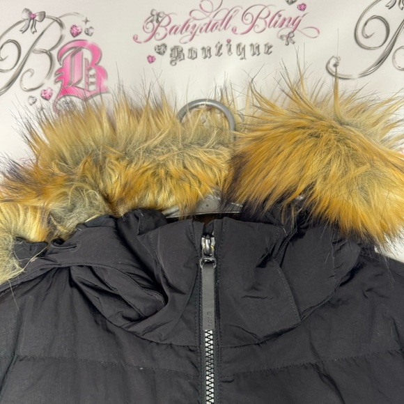 LOLE coat jacket parka feather duck down puffer long style past bum fur hood - Picture 4 of 15